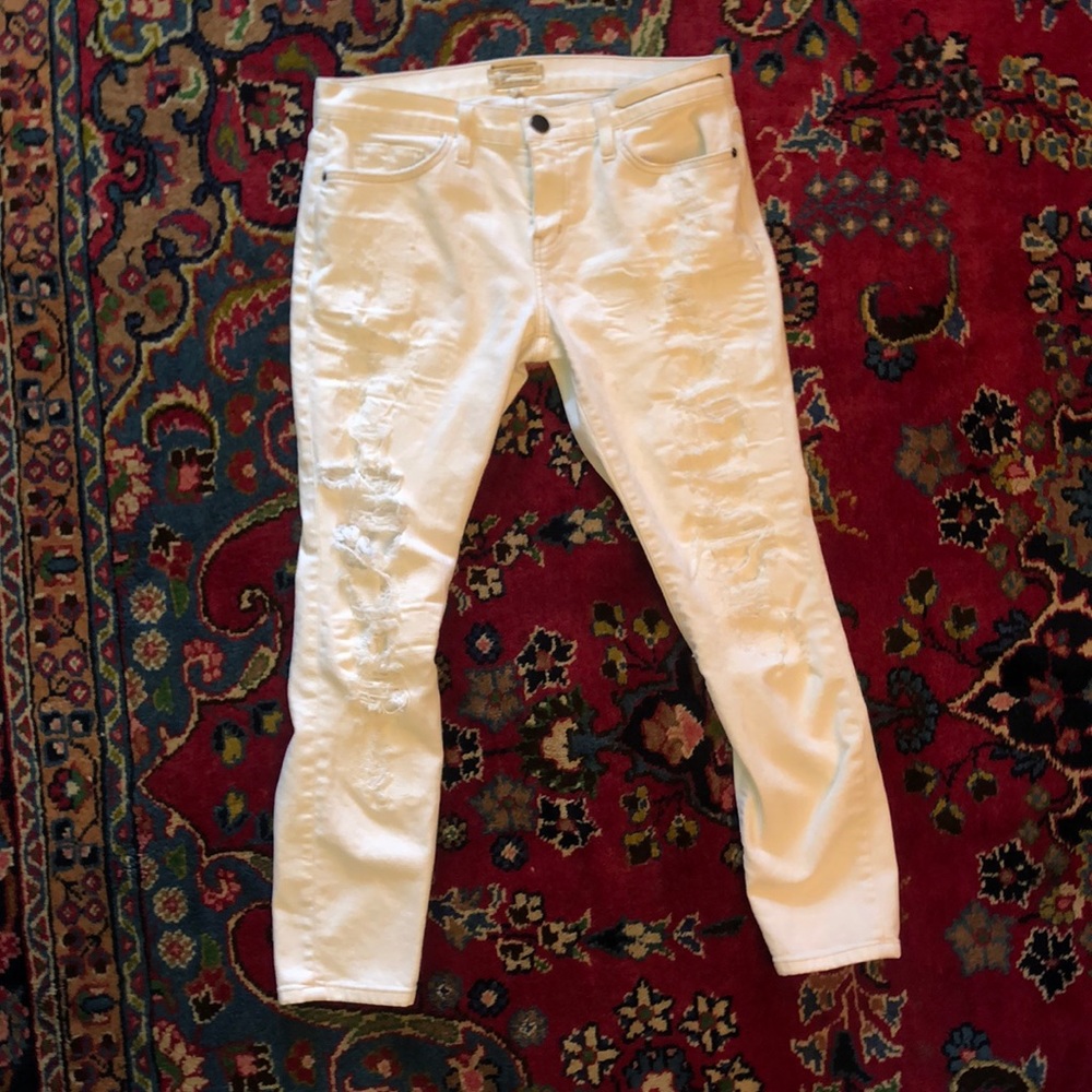 Current Elliot White Denim Stiletto Skinny Jeans